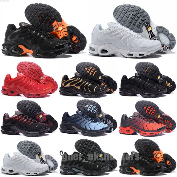 

running shoes mens trainers sports sneakers triple white black red hyper blue tennis breathable tn plus oreo plus size 40-47