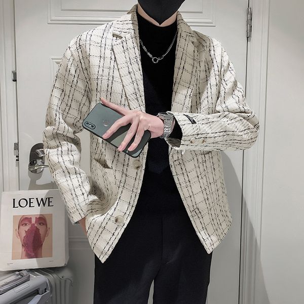 

men's suits blazers brand clothing men spring leisure blazers/male slim fit fashion suit jackets small sweet wind coat s-3xl 230106, White;black