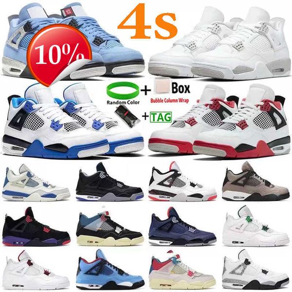

2023 ogblack cat 4s 4 basketball shoes university sail oero shimmer lightning union noir fire red bred pure money metallic purple green snea, Black