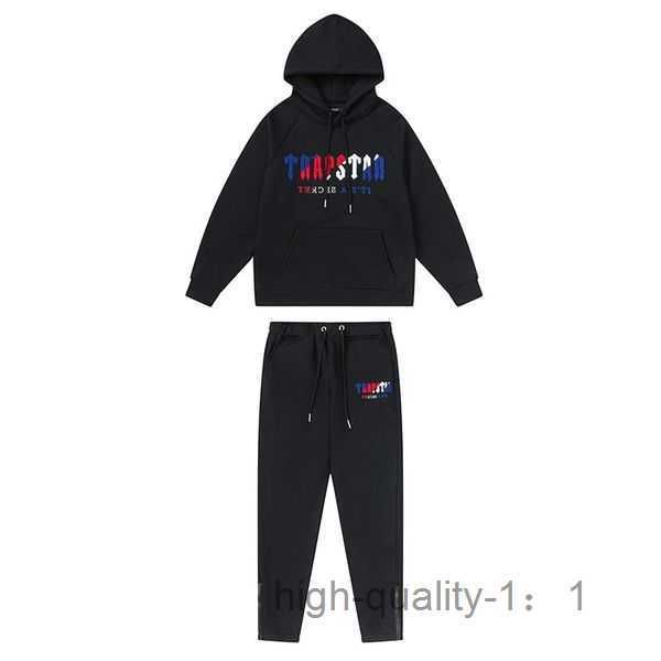

black hoodie trapstar tracksuit rainbow towel embroidery decoding hooded sportswear men and suit 9 4921, Gray