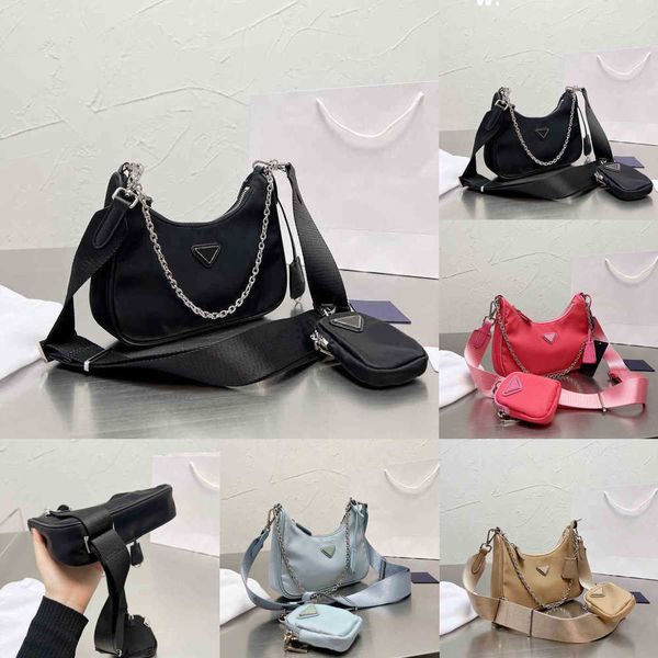 

pbag triangle totes designer bags handbag woman luxury nylon crossbody shoulder bags simple silver chain tote bag lady wallet 220523
