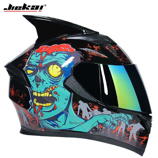 

motorcycle helmets jiekai latest safety motorcycle male full face double lens four seasons capacete cascos motocross helmet 0105