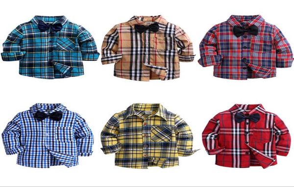 

baby girls boys shirts kids fashion clothes spring autumn baby boys shirts full sleeve plaid kids clothing4702342, Blue