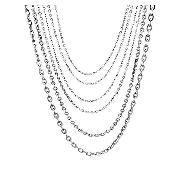 

wholesale 10pcs/lot width 1.2mm-4mm stainless steel tiny o type chain diy necklaces jewelry making, Silver