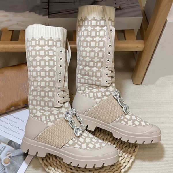 

designer new shoes boot knitting tread slick boots women casual socks outdoor shoe platform graffiti half boots white black queen trainers s