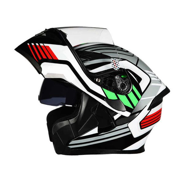 

new modular flip up capacete da motocicleta cascos motorcycle kask bar double visors men racing helmets 0105