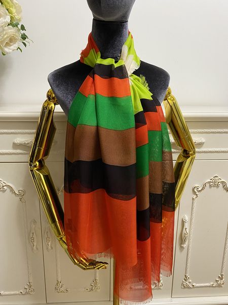 

women's long scarf scarves 100% silk material thin and soft pint letters stripes pattern size 170cm - 65cm, Blue;gray