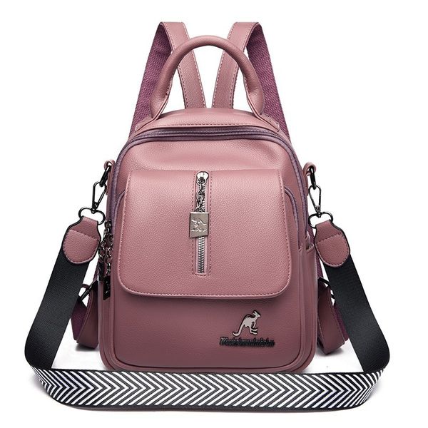 

school bags antitheft soft pu leather backpack women vintage shoulder ladies high capacity travel pack girl mochila 230106