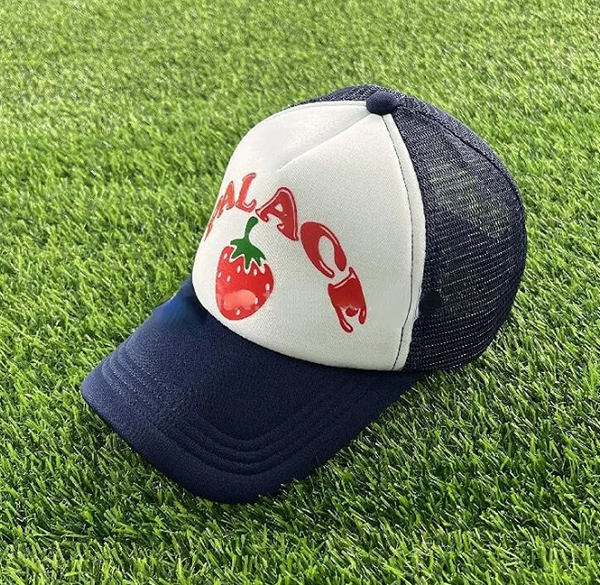 

fashion ball caps trend large head circumference strawberry trucker hat, Blue;gray