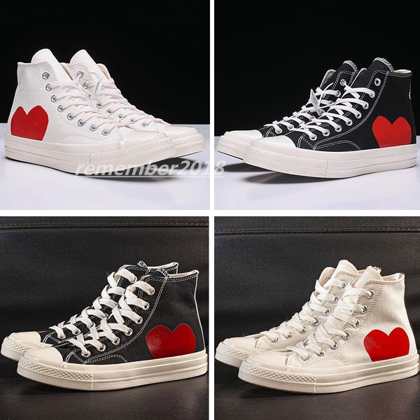 

1970s classic canvas casual shoes platform hi reconstructed slam jam 1970 triple big eyes high low mens women sport sneakers 35-44 re8, White;red