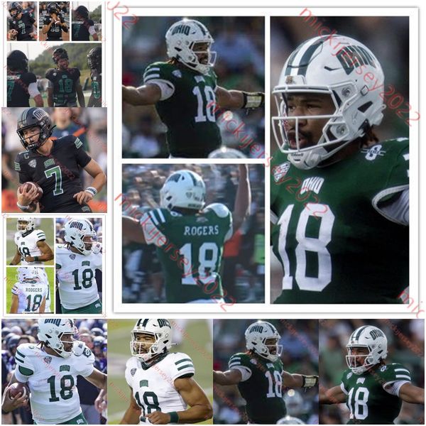 

kurtis rourke armani rogers ohio bobcats football jersey parker navarro cj harris kadin beler callum wither dontay hunter ii custom stitched, Black
