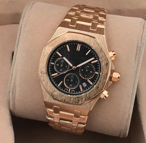 

mens watch all dials working automatic date full functional designer watches 42mm quartz movement fulll stainless steel band sapphire glass, Slivery;brown