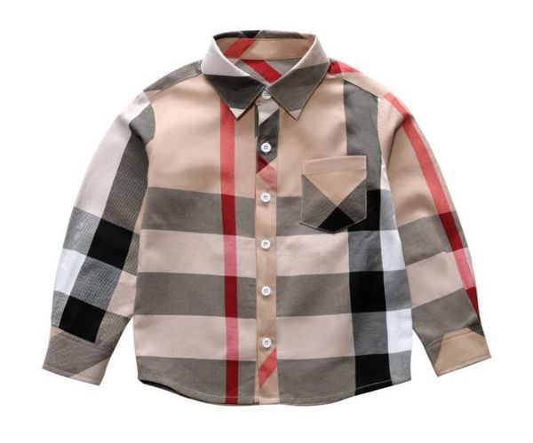 

fashion boy kids shirt clothes 38y spring new long sleeve big plaid tshirt toddler brand pattern lapel whole3975779, White;black