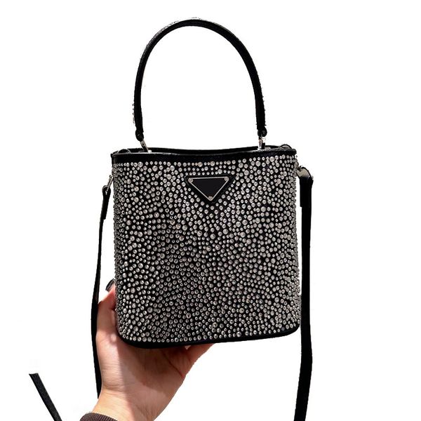 

designers classic panier mini handbags lady crossbody bags italy brand triangle sign rhinestone inlaid silks and satins women shoulder bag t