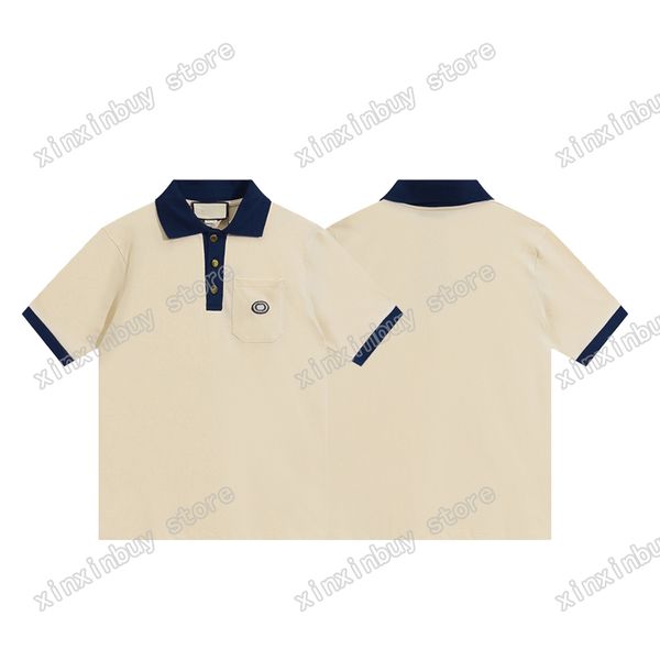 

xinxinbuy men designer tee t shirt paris pocket double letters embroidery print short sleeve cotton women white black apricot xs-xl, Black;brown