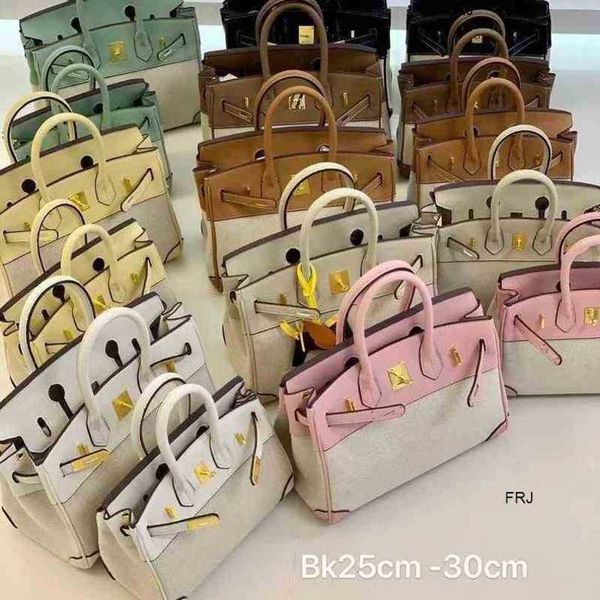 

designer bags birkin handbags herme togo leather cloth platinum lychee pattern fashion versatile contrast buckle portable 2530 frj
