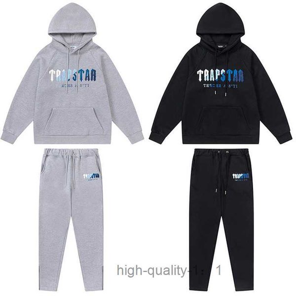 

men's trapstar tracksuits men woman fleece tracksuit sets hoodies pants 2 piece set running hoody designer sweatshirt sport joggers 5cq, Gray