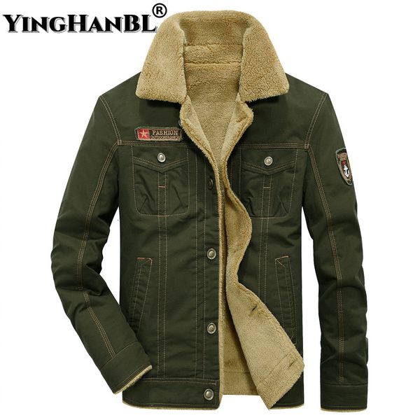 

men's jackets winter military jacket men thick warm fur collar parkas coats denim tactical flight cotton clothing male casual fleece 23, Black;brown