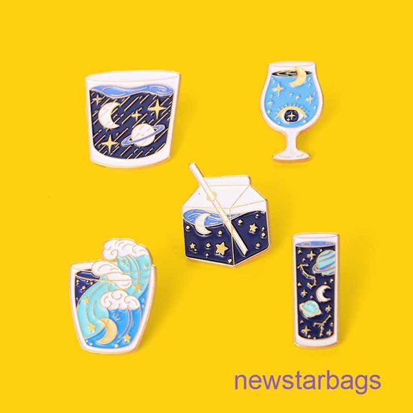 

factory outlet wholesale brooches new star chart alloy brooch creative cartoon wine cup milk shape oil dripping badge, Gray