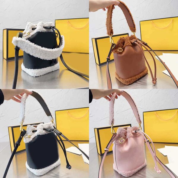 

totes luxurys handbag tote bag women vintage f drawstring bucket winter plush shopper bags designer bags tote letter crossbody purse 221009