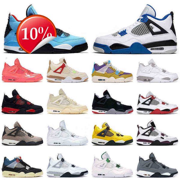 

2023 ogsports basketball shoes jumpman 4 4s high og sneakers cactus jack gs motorsport punch desert moss fire red thunder bred sail green, Black