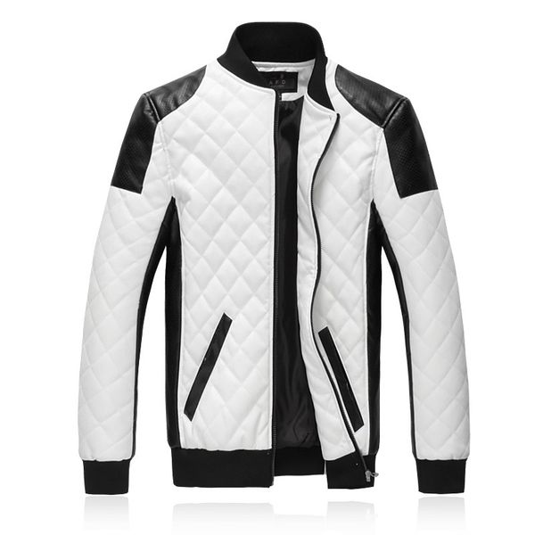 

patch motorcycle jacket men's stand collar casual leather fashion fit motorcycle pu winter women's plus size s-5xl, Black