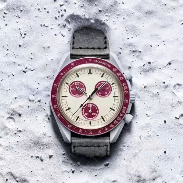 

movement watches montre fully automatic mechanical nylon watchband mission to pluto bioceramic quarz chronograph velcro limited edition mast, Slivery;brown