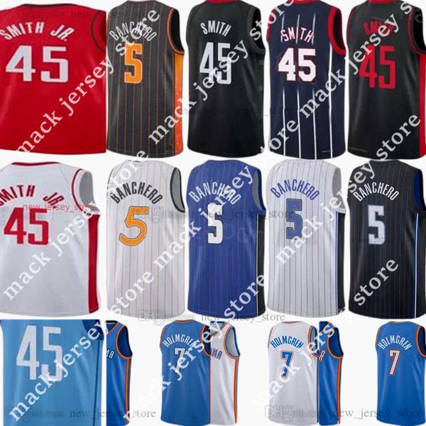 

2022 no.1 2 3 draft pick basketball 5 paolo banchero jerseys printed 7 chet holmgren 45 jabari smith jr. jersey diamond 75th anniversary, Black;red