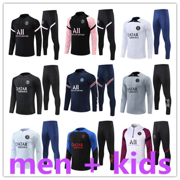 

22 23 mens and kids soccer tracksuit jacket training kit survetement foot chandal futbol designers tracksuits jersey hombre hommes jerseys f, Black