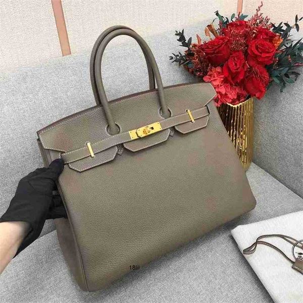 

7a herme birkin women's bags grey 99 elephant new 35 togo leather gold buckle d carved handbag