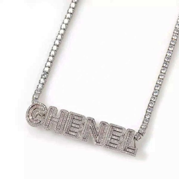 

name pendant necklace iced out diamond custom name gold plated necklace, Silver