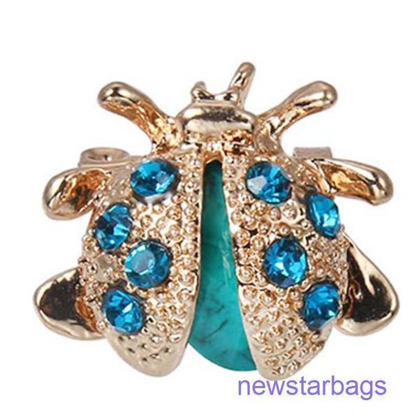 

factory outlet wholesale brooches small ladybird alloy diamond cute cartoon insect girl clothing hat pin accessories brook, Gray