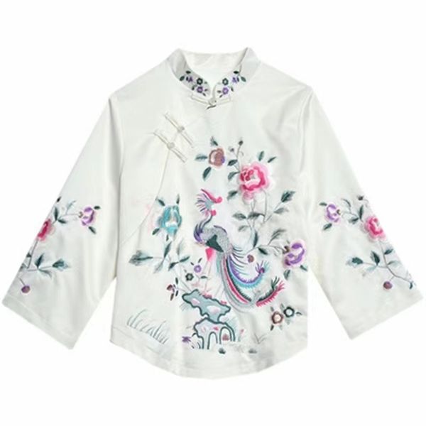 

ethnic clothing tang suits chinese style asian vintage female traditional qipao shirt summer clothes embroidery loose stylist for women, Red