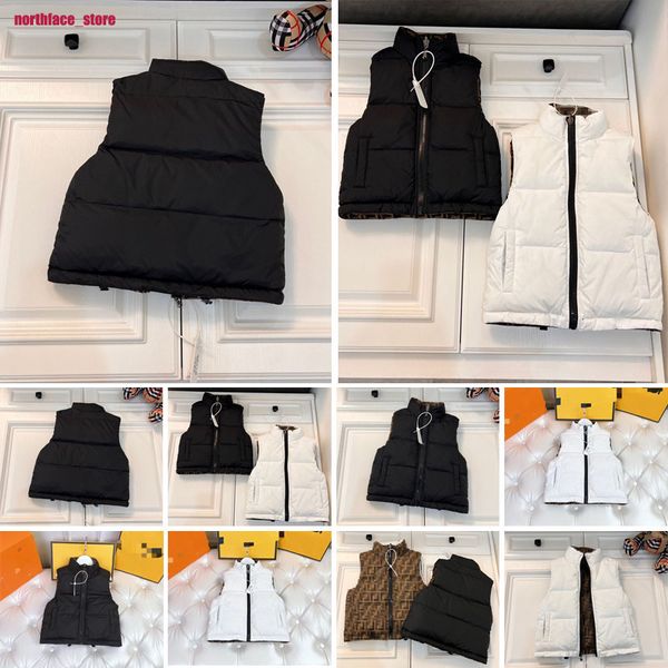 

2020ss kids down coat pattern konng gonng vest autumn and winter thickened waistcoat ff brand high version men's clothing, Black