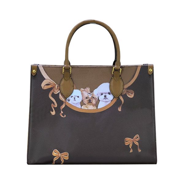 

34cm handbag tote shopping bag women shoulder bags fashion letters coated canvas toronto handle interior zip pocket gold metal parts puppy d