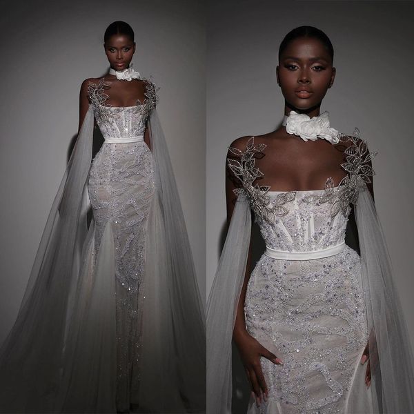 

elegant mermaid wedding dresses strapless with applicants backless net description sequins floor length custom made plus size vestidos de no, White