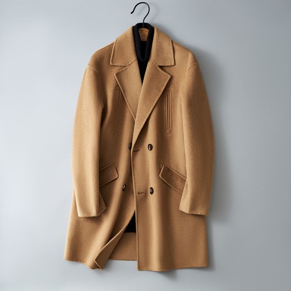

men's wool blends winter wool trench coat men men's jackets thicken warm doublesided plussize mxxxl ky097 230106, Black
