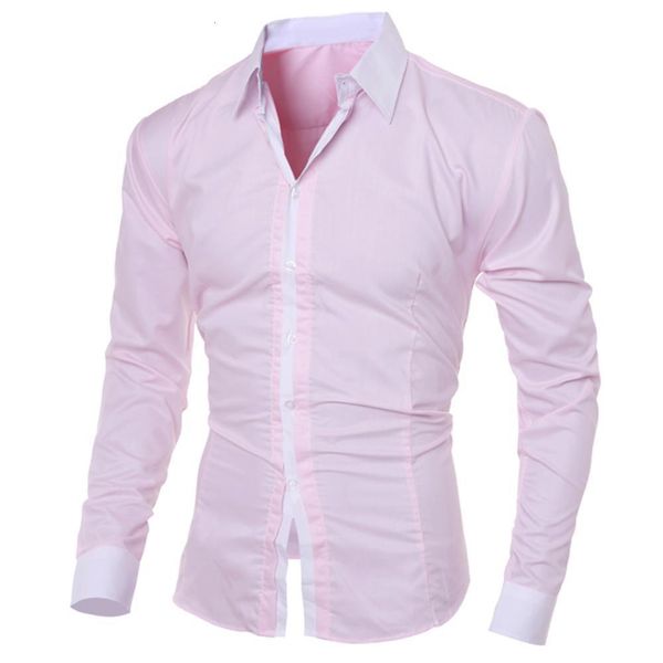 

men's casual shirts slim for men breathable business turn down collar long sleeve color block cotton stylish shirt 230106, White;black