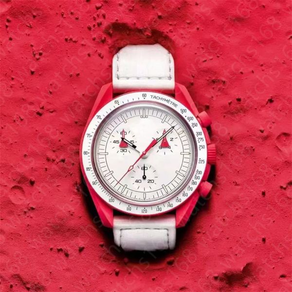 

luxury watch mens orologio fashion montres mouvement full function quarz chronograph mission to mars limited edition master bioceramic nylon, Slivery;brown