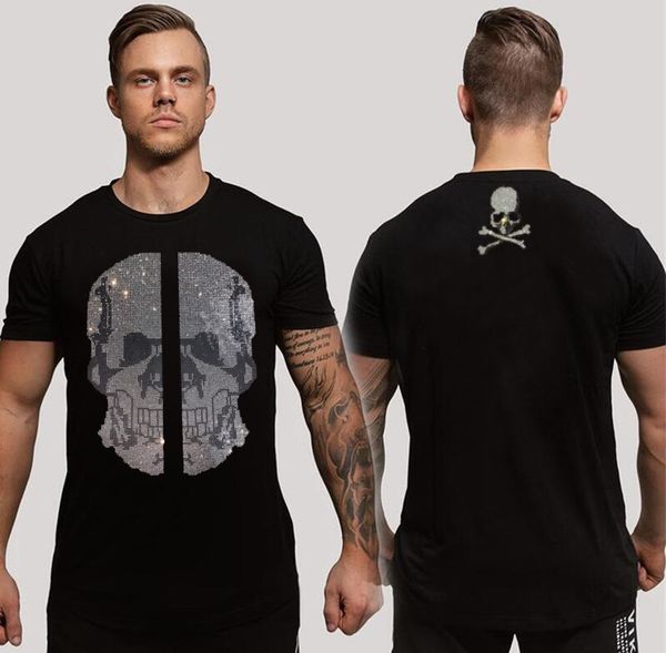 

borunke men's t shirt short sleeve casual rhinestones men tees new summer hip hop pullover sports top, White;black