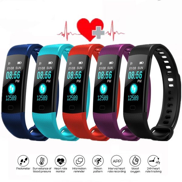 

wristwatches fashion smart band y5 heart rate blood pressure monitor sports bluetooth bracelet fitness tracker for men women 230106, Slivery;brown