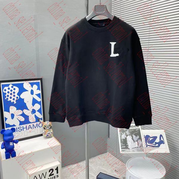 

sweatshirt designer brand letter logo print crew neck casual long sleeve top, Black
