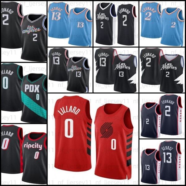 

leonard los angeles basketball jerseys clipper 13 kawhi 2023 new 2 paul george white damian 0 lillard mens, Black;red