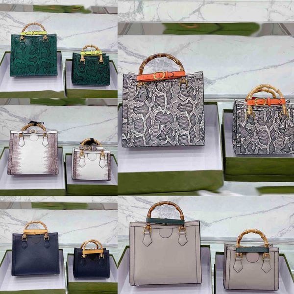 

new glogo totes snake pattern print tote designer handbag women bamboo handle handbags bucket bags shopping bags purses 220422