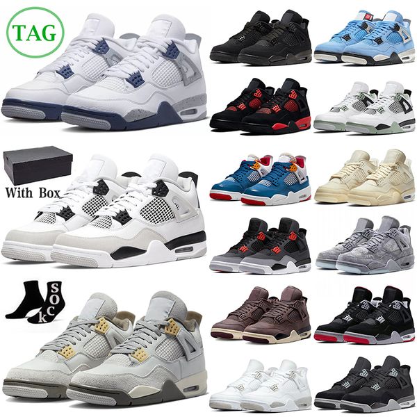 

offs white 4s with box 4 retro basketball shoes jumpman 4s mens womens midnight navy military black cat canvas red thunder university blue c