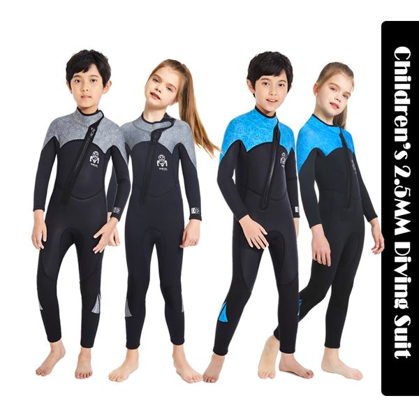 

s children s 2 5mm neoprene wetsuit winter swimming warm diving surfing suit anti jellyfish boys girls thermal swimsuit 230106, Black