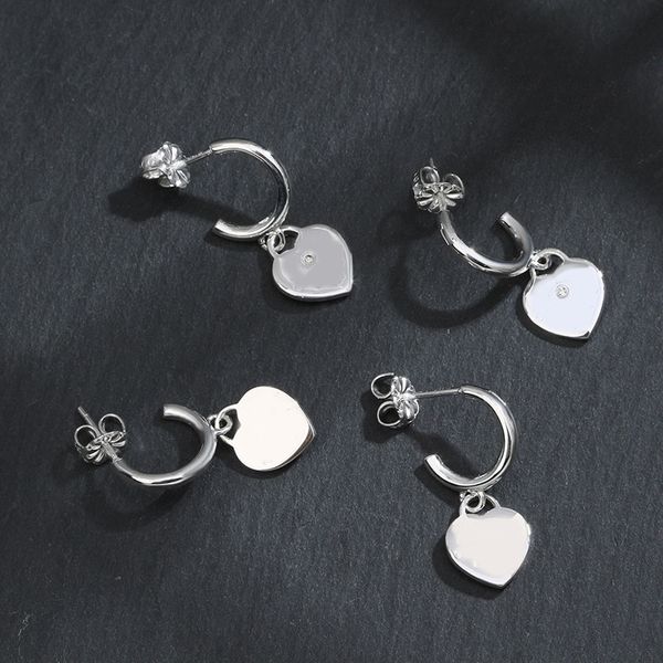 

luxury fashion dangle earring hardwear heart earrings designer for women diamond silver stainless steel jewelry woman party wed lover gift e