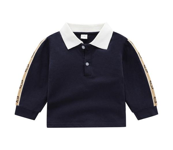 

baby boys turndown collar tshirts autumn kids long sleeve tshirt gentleman style children cotton casual tees boy shirts ch2178479, Black