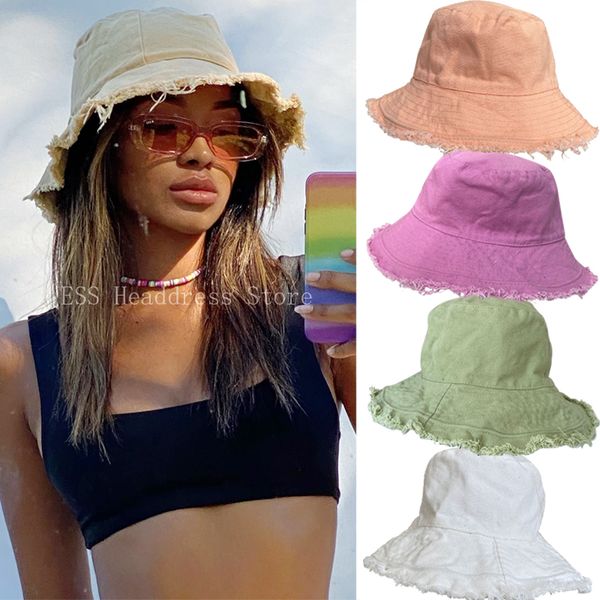 

wide brim hats bucket foldable sun visor uv protection upf 50 summer men women large panama beach cap female 2023 230105, Blue;gray