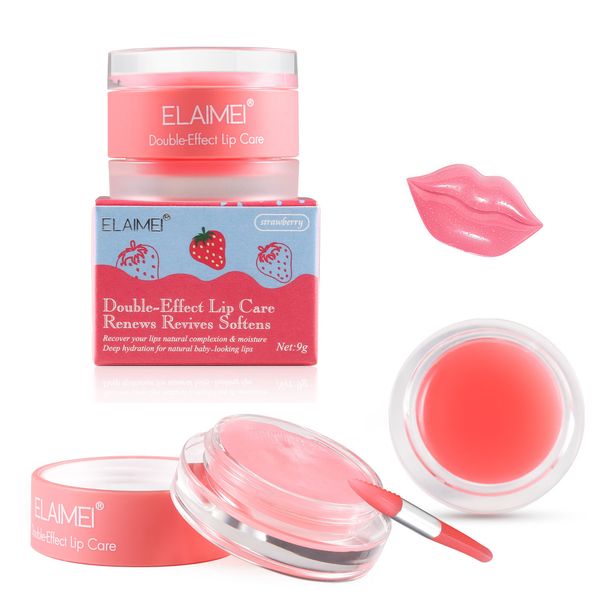 

lip balm and scrub 2 in 1 double-effect fruit flavored sleep lips mask repair soften moisturizing nourishing skin makeup